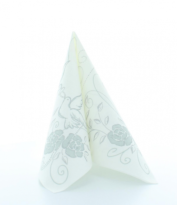 Servetele de masa festive Linclass Wedding - Nunta (Gri-Argintiu) / 40 x 40 cm / 50 buc [5]