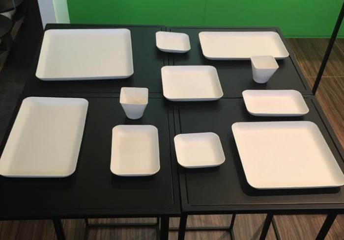 Farfurii patrate biodegradabile din pulpa de trestie de zahar, 120x120xh15 mm, 40 buc [2]