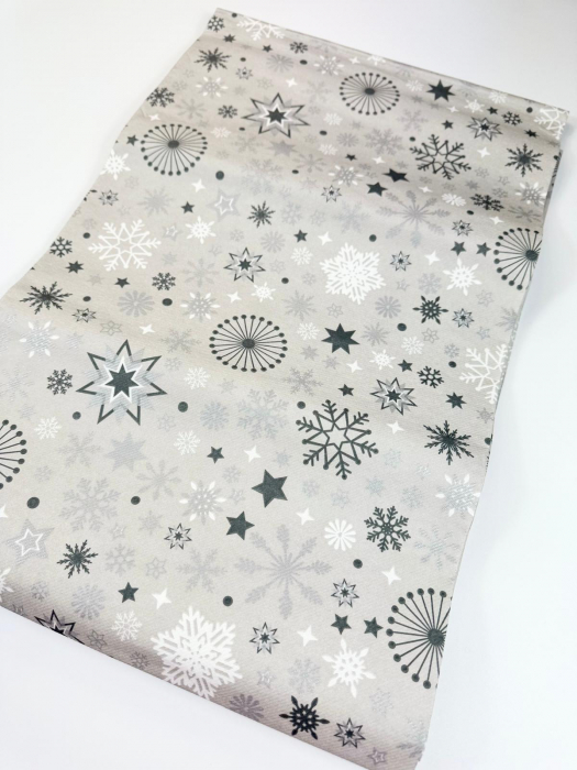 Fata de masa decorativa de unica folosinta, din Airlaid - Linclass Snowflakes (imprimeu de iarna) / 140 x 220 cm / 1 buc [6]