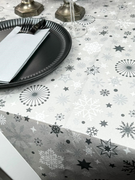 Fata de masa decorativa de unica folosinta, din Airlaid - Linclass Snowflakes (imprimeu de iarna) / 140 x 220 cm / 1 buc [5]