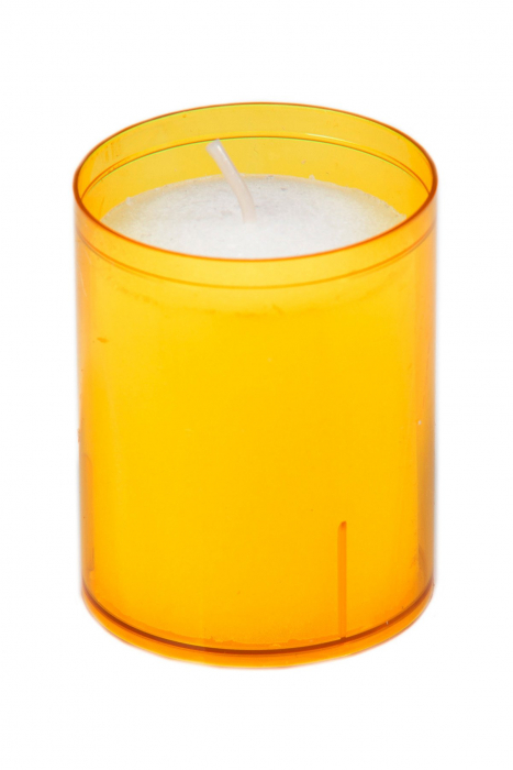 Lumanare cilindrica in borcan de plastic oranj, Ø 5 cm x h 6,5 cm, 1 buc [1]