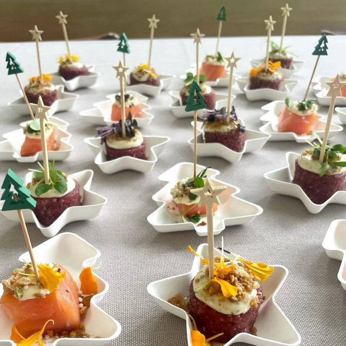 Mini-farfurii in forma de braduti, biodegradabile, din pulpa de trestie de zahar, 100 x 85 x h15 mm, 20 buc [3]