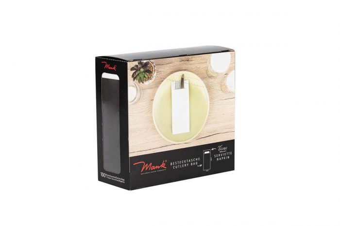 Port-tacam negru pentru tacamuri + servetel alb inclus / 100 buc [4]