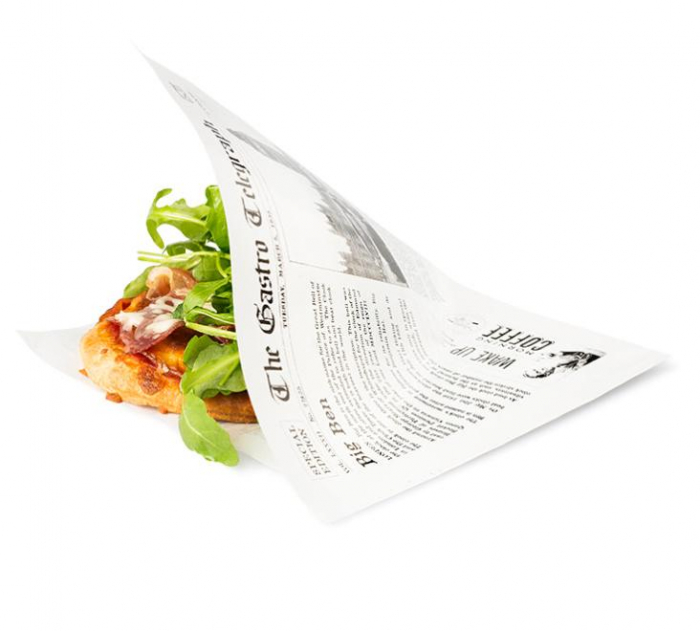 Coltare din hartie impermeabila (cerata) rezistente la grasime, print tip ziar, 2 laturi deschise, 170x170 mm, 300 buc [1]