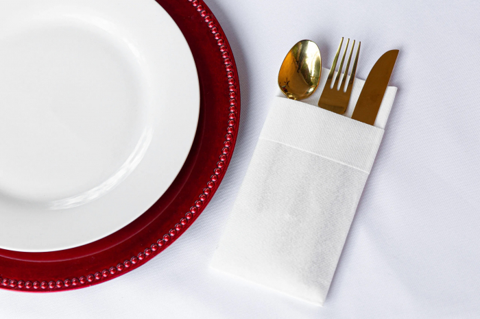 Servetele cu BUZUNAR pentru tacamuri Linclass cu manseta - Alb/ 40 x 40 cm / 75 buc [1]