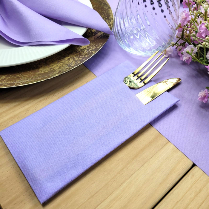 Servetele cu BUZUNAR pentru tacamuri - Linclass Lila / 40 x 40 cm / 100 buc [2]