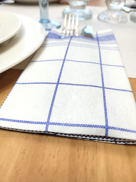 Servetele cu BUZUNAR pentru tacamuri, Linclass Nadeem (carouri albastre) / 40 x 40 cm / 75 buc [6]