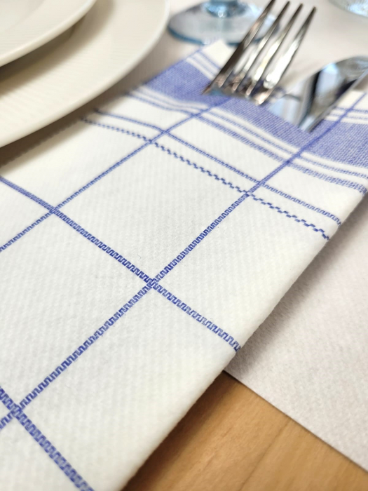 Servetele cu BUZUNAR pentru tacamuri, Linclass Nadeem (carouri albastre) / 40 x 40 cm / 75 buc [5]
