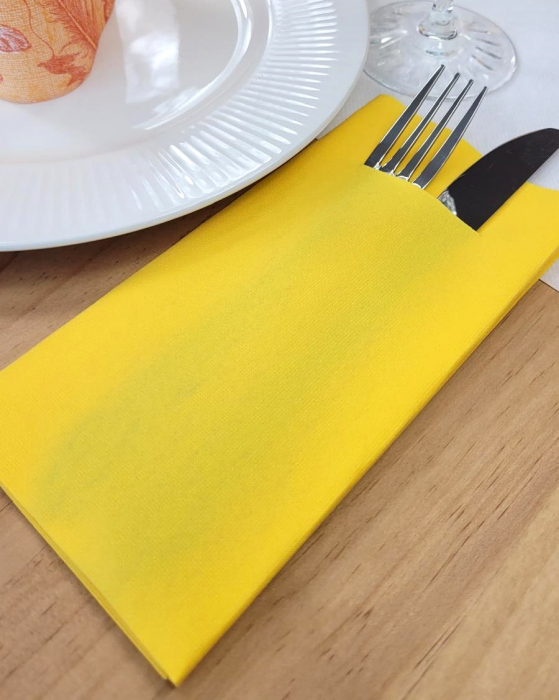 Servetele cu BUZUNAR pentru tacamuri - Linflair Galbene / 40 x 40 cm / 100 buc [1]