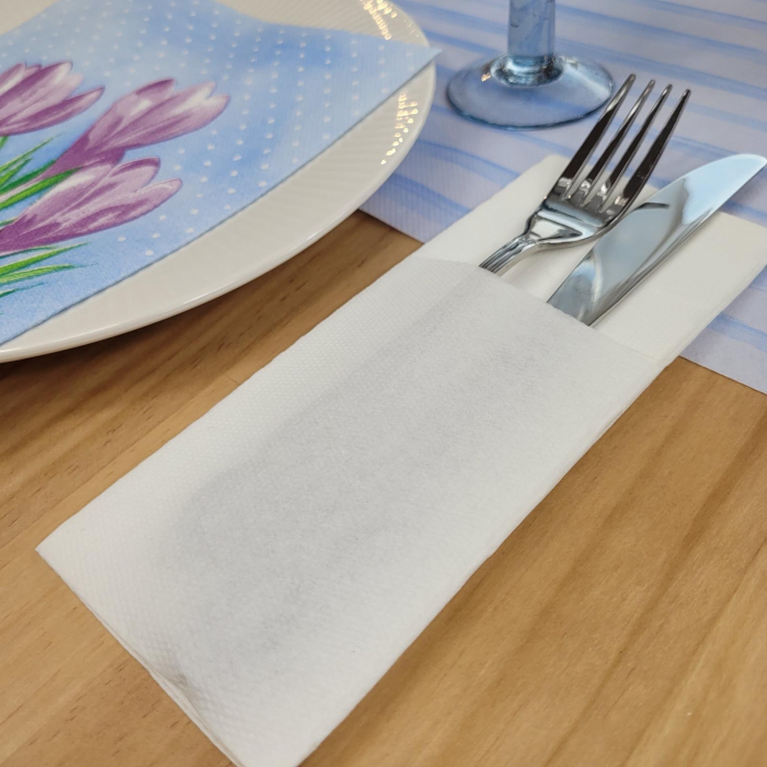 Servetele cu BUZUNAR pentru tacamuri - Softpoint - (Albe) / 33 x 40 cm / 50 buc [3]
