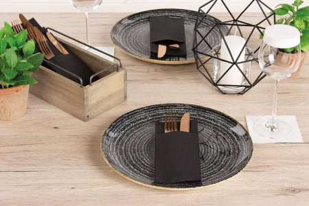 Servetele cu BUZUNAR pentru tacamuri - Softpoint (Negre) / 33 x 40 cm / 50 buc [1]