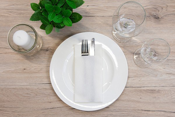 Servetele cu BUZUNAR pentru tacamuri - Spanlin Albe / 40 x 40 cm / 75 buc [1]