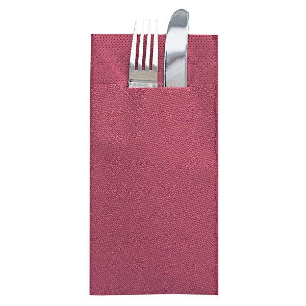 Servetele cu BUZUNAR pentru tacamuri - Tissue Deluxe (Bordo) / 40 x 40 cm / 75 buc [2]