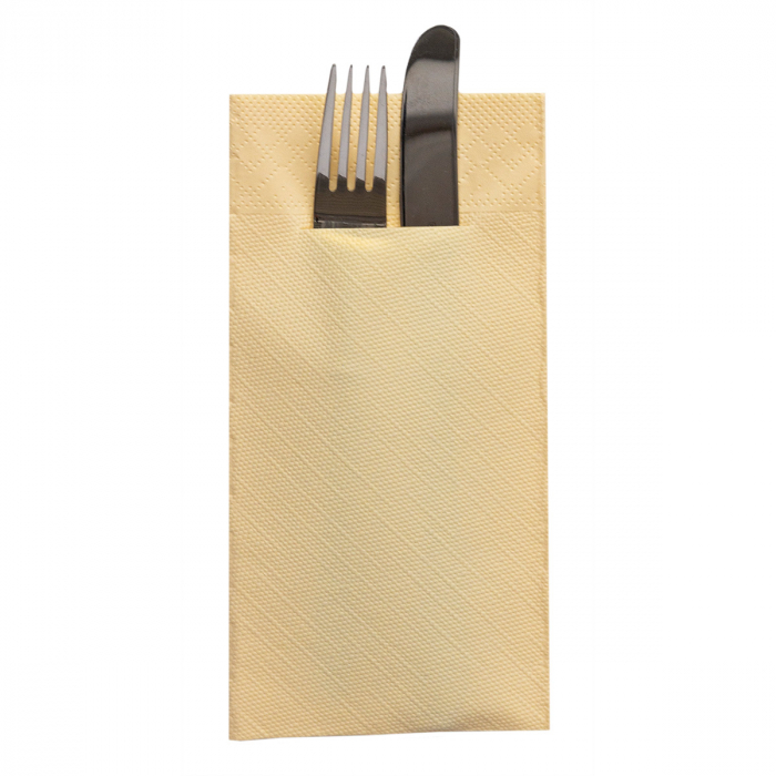 Servetele cu BUZUNAR pentru tacamuri - Tissue Deluxe Ivory (Crem deschis) / 40 x 40 cm / 75 buc [1]