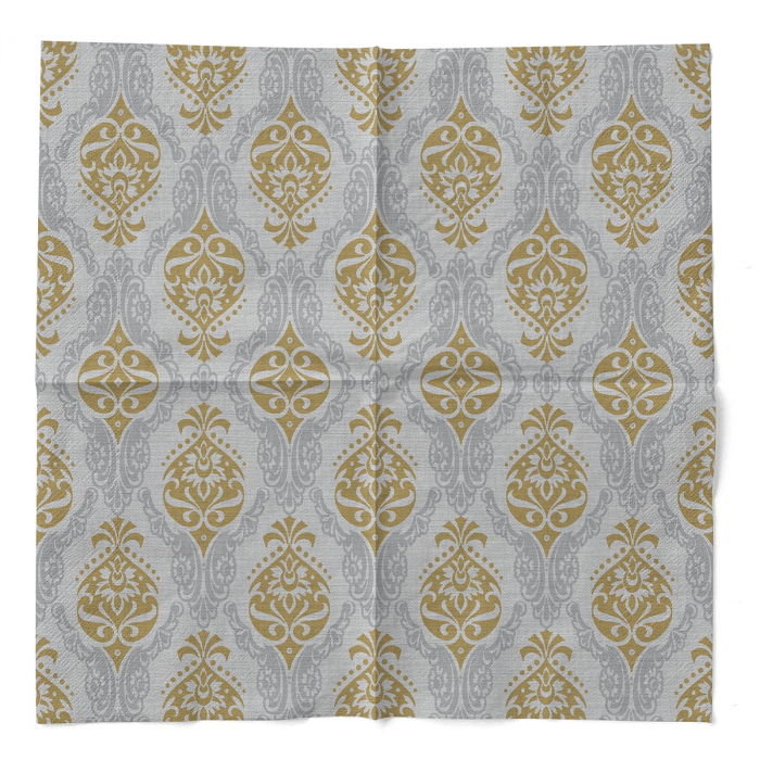 Servetele de masa 3 straturi, Tissue - Doris (imprimeu auriu-argintiu) / 40 x 40 cm / 100 buc [3]