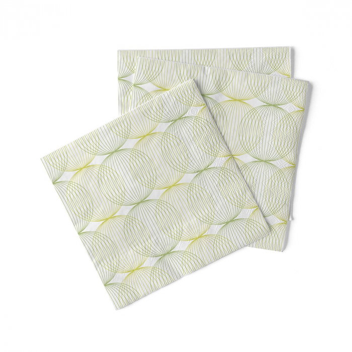 Servetele de masa 3 straturi, Tissue - Ludo (imprimeu verde lime - verde oliv) / 40 x 40 cm / 100 buc [2]