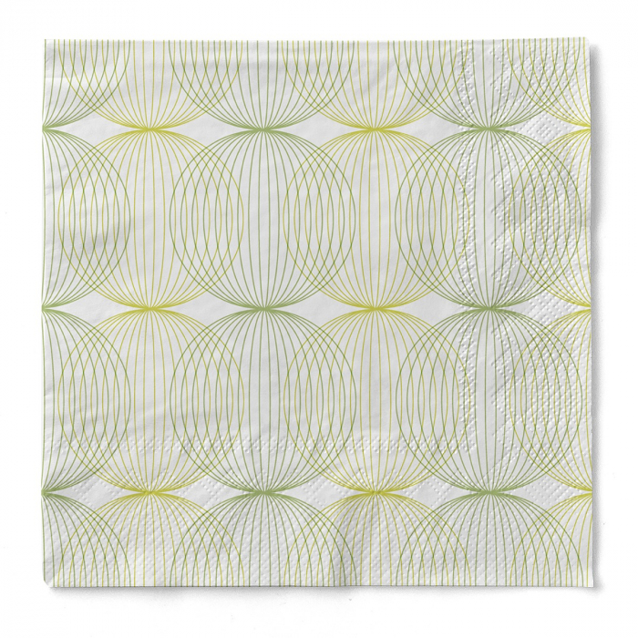 Servetele de masa 3 straturi, Tissue - Ludo (imprimeu verde lime - verde oliv) / 40 x 40 cm / 100 buc [1]