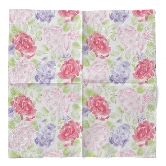 Servetele de masa 3 straturi, Tissue - Valerie (imprimeu floral) / 40 x 40 cm / 100 buc [3]