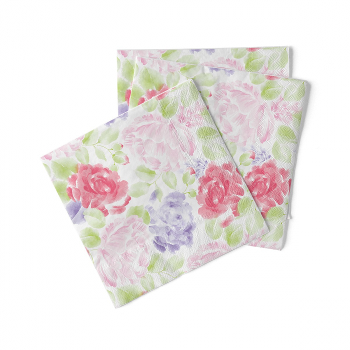 Servetele de masa 3 straturi, Tissue - Valerie (imprimeu floral) / 40 x 40 cm / 100 buc [2]