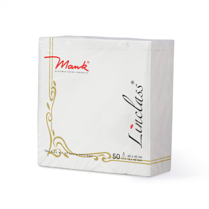 Servetele de masa festive Linclass - Colour Line (albe, contur auriu)  / 40 x 40 cm / 50 buc [9]
