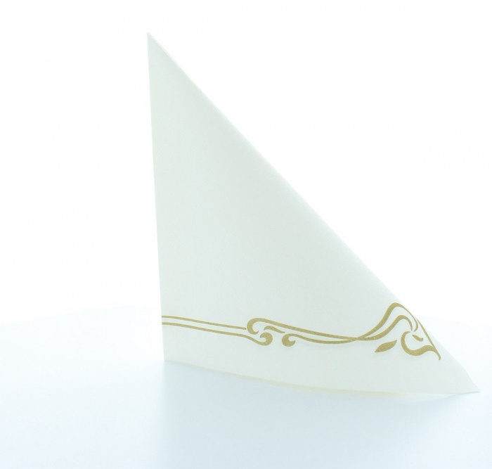 Servetele de masa festive Linclass - Colour Line (albe, contur auriu)  / 40 x 40 cm / 50 buc [3]