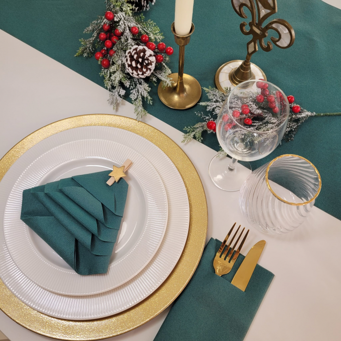 Servetele de masa festive Linclass - Dark Green (verzi) / 40 x 40 cm / 50 buc [7]