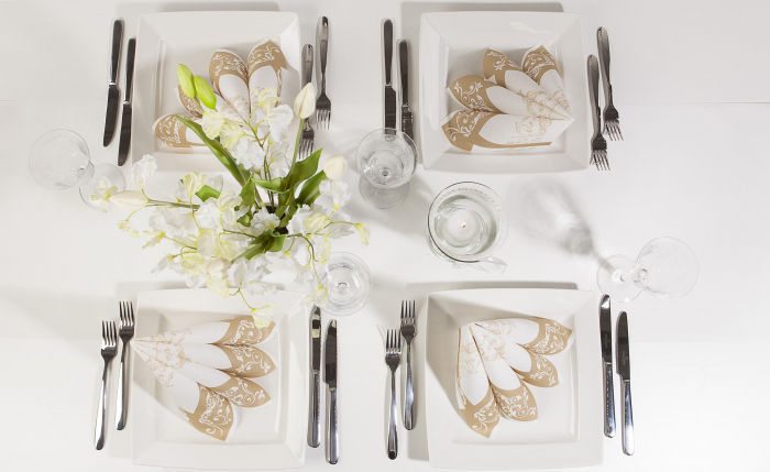 Servetele de masa festive Linclass Hochzeit- Nunta (Auriu) / 40 x 40 cm / 50 buc [4]