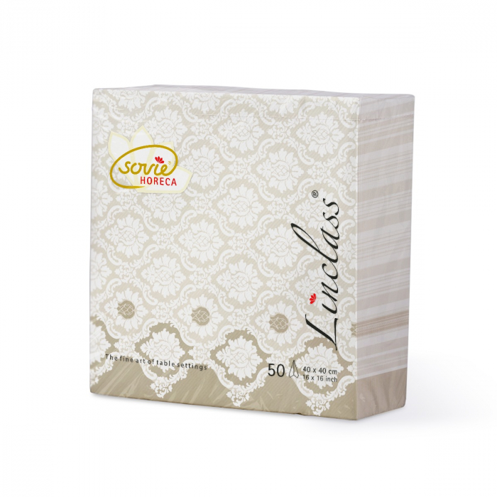 Servetele de masa festive Linclass - Mandy (Grej-alb) / 40 x 40 cm / 50 buc [7]