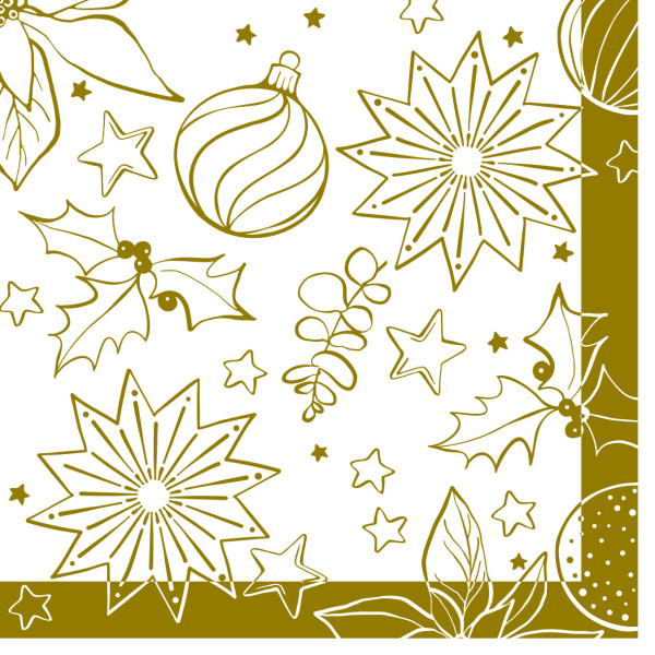 Servetele de masa festive Linclass pentru Craciun/Revelion - Milan (alb-auriu) / 40 x 40 cm / 50 buc [4]