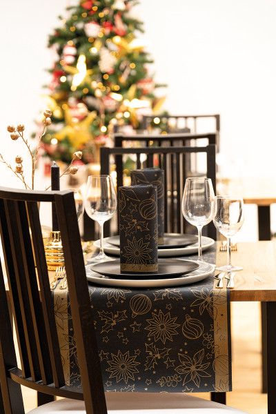 Servetele de masa festive Linclass pentru Craciun/Revelion - Milan (negru-auriu) / 40 x 40 cm / 50 buc [2]