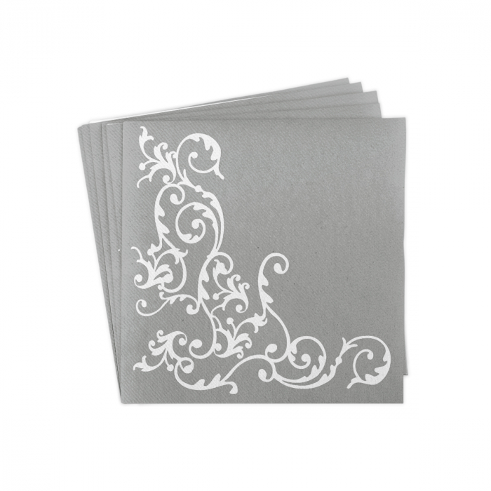 Servetele de masa festive Linclass - Pomp (Argintiu-Alb) / 40 x 40 cm / 50 buc [4]