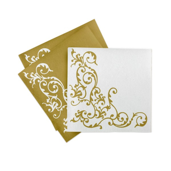 Servetele de masa festive Linclass - Pomp (Auriu-Alb) / 40 x 40 cm / 50 buc [5]