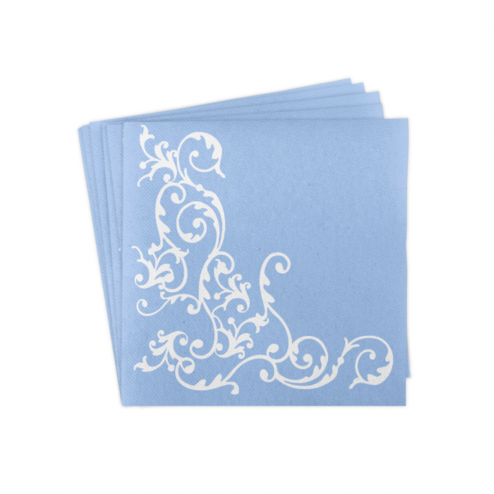 Servetele de masa festive Linclass - Pomp (Baby Blue-Alb) / 40 x 40 cm / 50 buc [5]