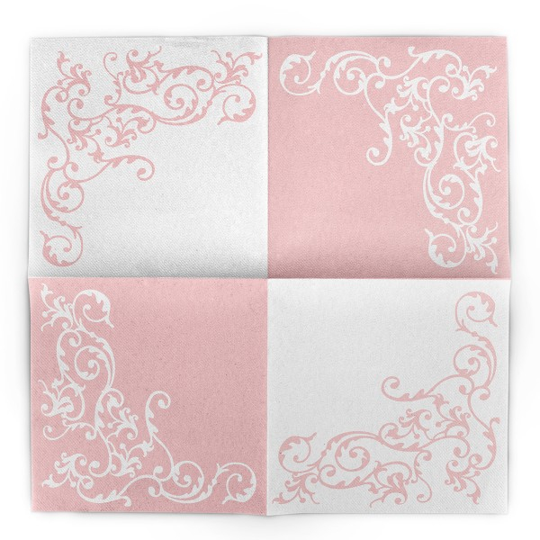 Servetele de masa festive Linclass - Pomp (Roz-Alb) / 40 x 40 cm / 50 buc [5]