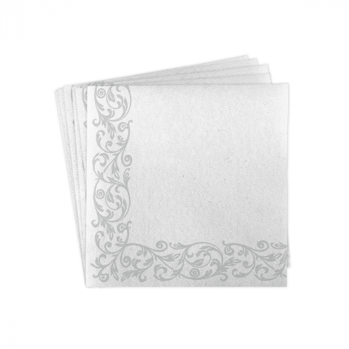 Servetele de masa festive Linclass - Rob (model argintiu pe margine) / 40x40 cm / 50 buc [1]