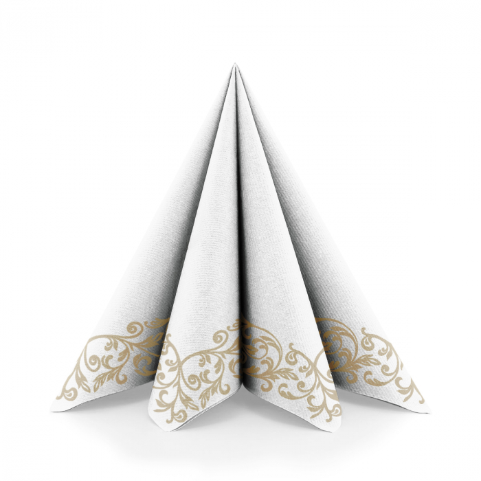 Servetele de masa festive Linclass - Rob (model auriu pe margine) / 40 x 40 cm / 50 buc [2]