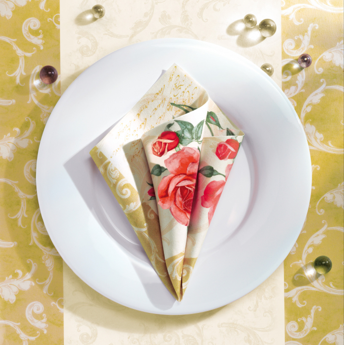 Servetele de masa festive Linclass - Romantic (auriu) / 40 x 40 cm / 12 buc [8]