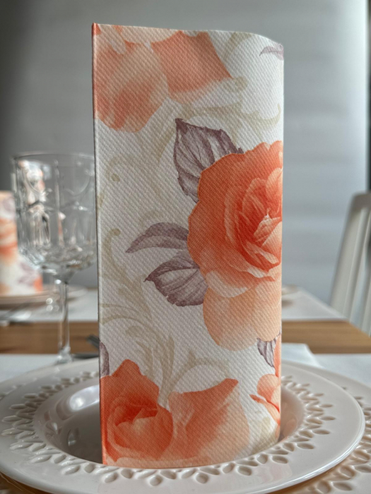 Servetele de masa festive Linclass - Rosalie (portocaliu pastel) / 40 x 40 cm / 50 buc [1]