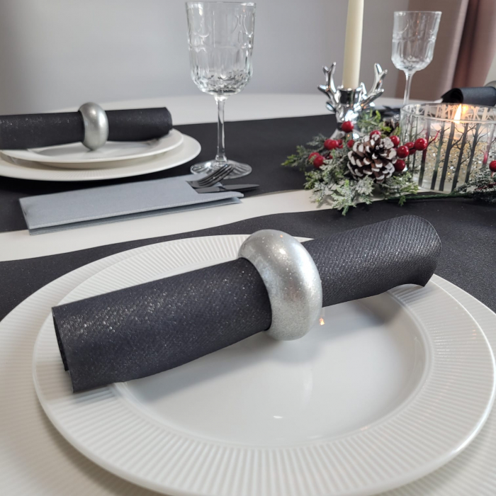 Servetele de masa festive Linclass - Shine metallic black (negru sclipitor) / 40 x 40 cm / 50 buc [2]