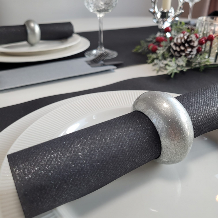 Servetele de masa festive Linclass - Shine metallic black (negru sclipitor) / 40 x 40 cm / 50 buc [1]