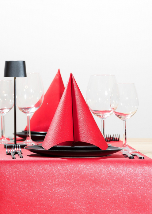 Servetele de masa festive Linclass - Shine metallic red (rosu sclipitor) / 40 x 40 cm / 50 buc [1]