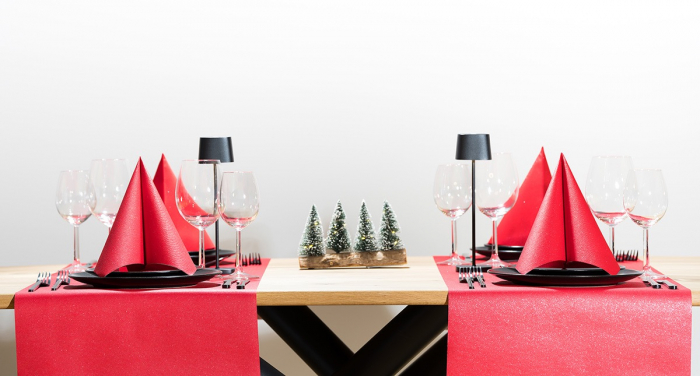 Servetele de masa festive Linclass - Shine metallic red (rosu sclipitor) / 40 x 40 cm / 50 buc [3]