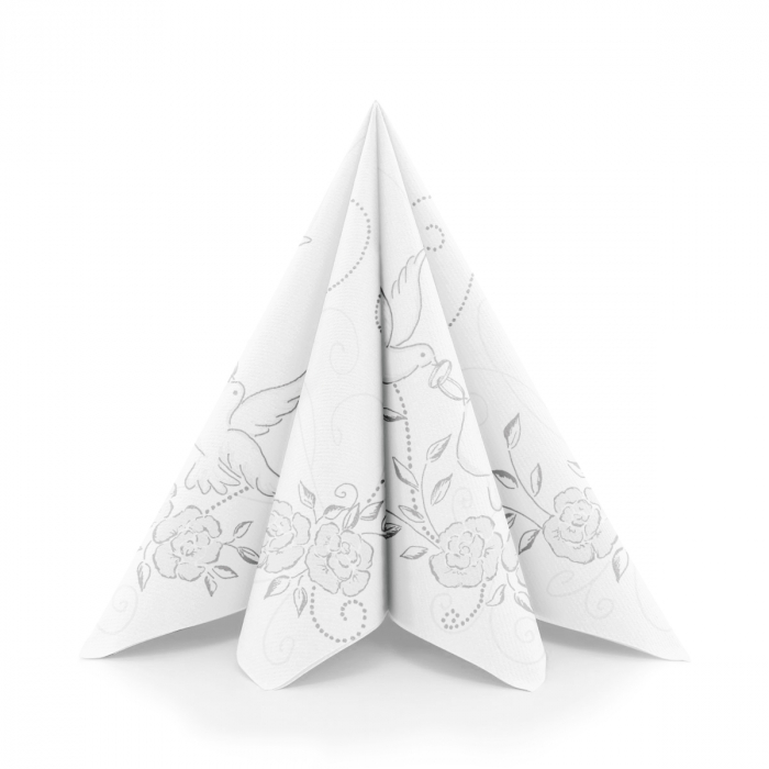 Servetele de masa festive Linclass Wedding - Nunta (Gri-Argintiu) / 40 x 40 cm / 50 buc [2]