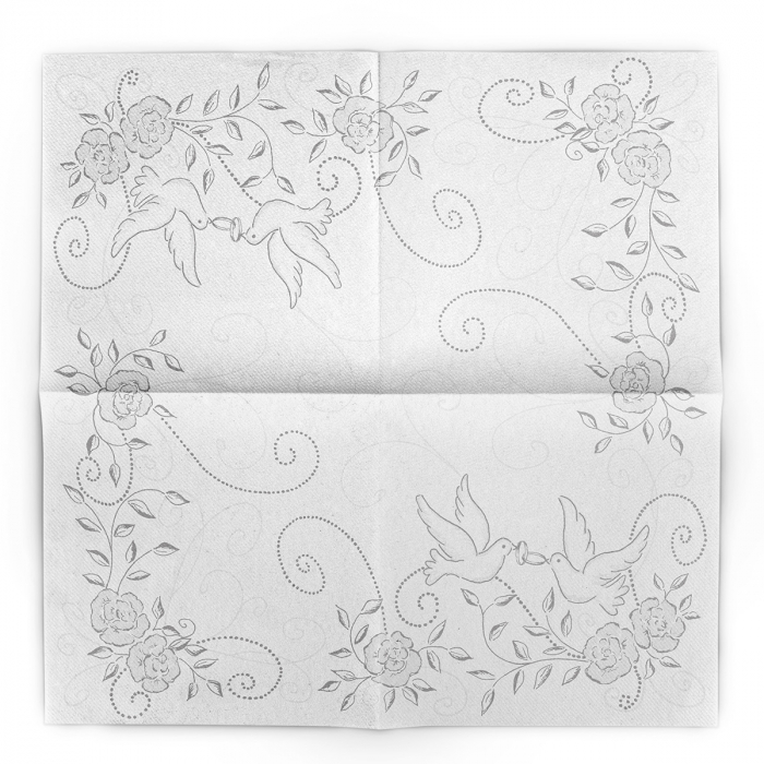 Servetele de masa festive Linclass Wedding - Nunta (Gri-Argintiu) / 40 x 40 cm / 50 buc [3]