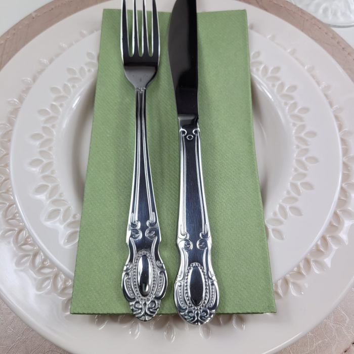 Servetele Linclass ultra calitative, verde oliv (masliniu), 40x40 cm, pliate 1/8, 12 buc [4]