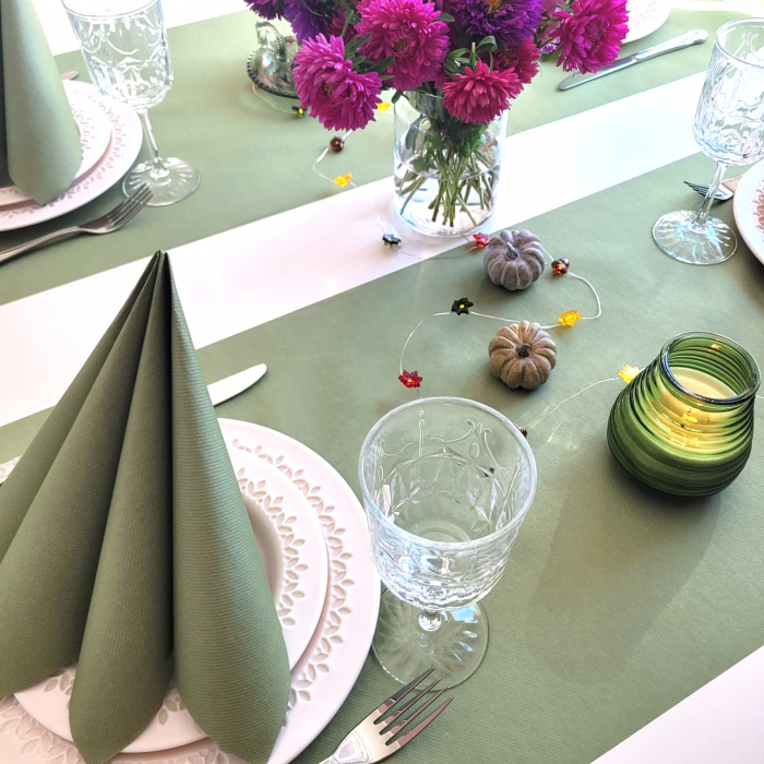 Set accesorii decorative masa festiva - servetele festive Linclass oliv, servetele pentru tacamuri, traversa de masa Linclass Oliv [2]