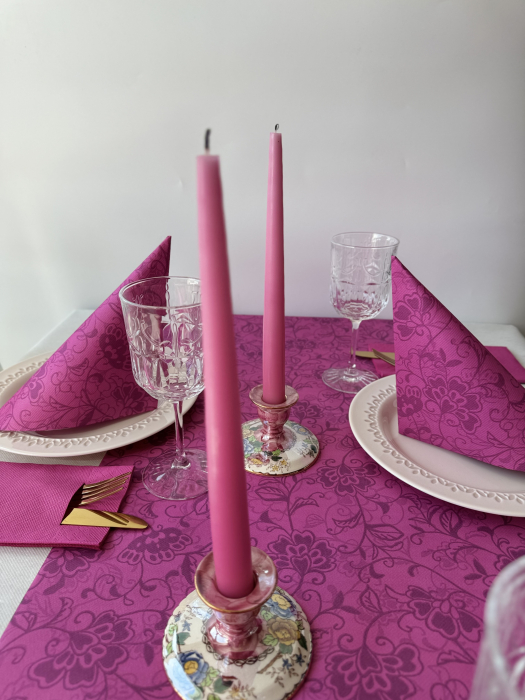 Set accesorii decorative masa festiva - servetele festive + traversa de masa + servetele cu buzunar pentru tacamuri + lumanari conice [5]