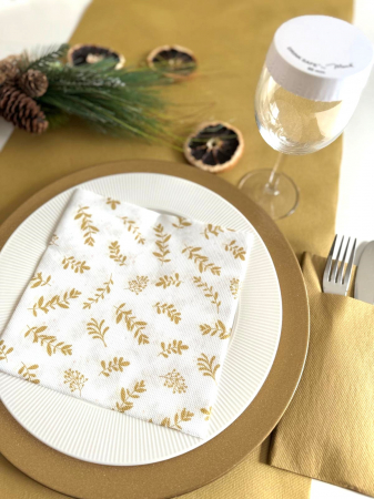 Servetele de masa festive Softpoint - Golden Leaves (frunze aurii) / 38 x 38 cm / 20 buc [1]