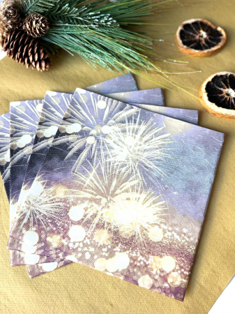 Servetele festive - ANIVERSARE SAU BOTEZ - Servetele de masa festive Softpoint - Fireworks (Artificii) / 40 x 40 cm / 20 buc