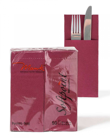 BAX Servetele cu BUZUNAR pentru tacamuri - Softpoint (Bordeaux) / 33 x 40 cm / 900 buc [1]